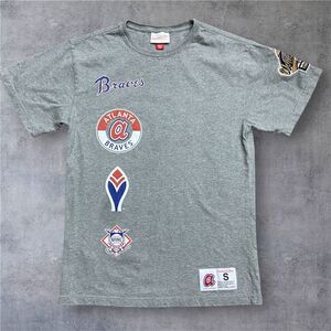 Mitchell & Ness MLB Atlanta Braves Multi Logo Graphic Tee Gray Men's Small